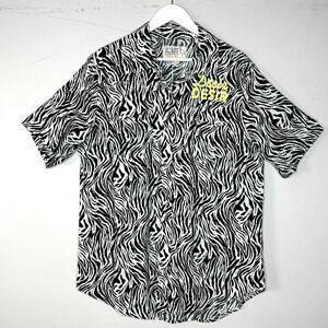 Sandrine Rose Desir Zebra Print S/S Pearl Snap Shirt Women Small NWT Oversized.